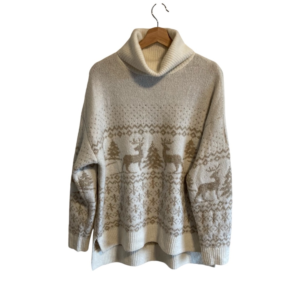 cupcakes & cashmere Cream and Tan Cowl Neck Sweater